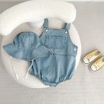 【66-90cm】サロペロンパース＆帽子 デニム オシャレ カジュアル - 画像 (9)