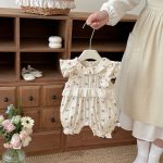 【66-90cm】オールインワン チェリー柄 フリル 可愛い ベビー服 - 画像 (2)
