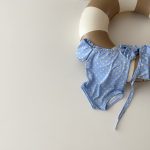 【66-100cm】水着 チェック ハート ドット スイムウェア&帽子 - 画像 (9)