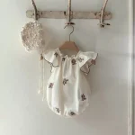 【66-90cm】ロンパース ベビー 女の子 フラワ刺繍 - 画像 (7)