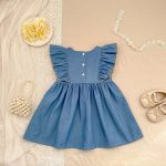 【66-130cm】デニムロンパースorワンピース 姉妹服 ダブル 蝶結び付き - 画像 (6)