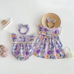 【66-140cm】ロンパース or ワンピース ベビー 女の子 フリルワッフル