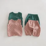 【80-130cm】セットアップ ベビー ノースリーブ ドット柄 - 画像 (3)