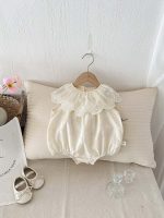 【66-90cm】ロンパース ベビー おしゃれ フリル襟 刺繍 - 画像 (6)