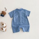 【66-90cm】デニムロンパース 恐竜刺繡 肌に優しい ベビー服 - 画像 (5)