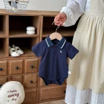 【66-90cm】ロンパース ベビー 半袖 ポロデザイン シンプル - 画像 (5)