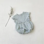 【66-90cm】ロンパース or セットアップ ベビー 韓国風 チェク柄 - 画像 (7)
