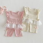 【73-110cm】シャツorパンツ フリル メッシュ  シンプル 可愛い 女の子 - 画像 (3)