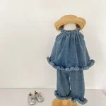【73-130cm】デニムセットアップ ベビー 女の子 ハルターネック - 画像 (4)