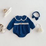 【66-90cm】ロンパース デニム レース 可愛い ベビー服