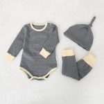 【66-90cm】ロンパース＆レギンス＆帽子 ボーダー 肌触り良い シンプル カラフル ベビー服 - 画像 (6)