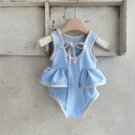 【66-90cm】水着 帽子付き フリル シンプル - 画像 (4)