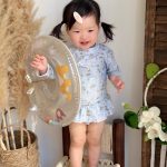 【80-130cm】水着 長袖 ラッシュガード UVカット 花柄 - 画像 (11)