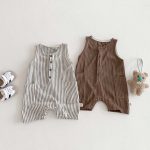 【66-90cm】オールインワン 夏新作 ストライプ 肌に優しい ベビー服 - 画像 (2)