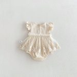 【66-90cm】ロンパース ベビー おしゃれ 肩フリル レース - 画像 (4)