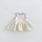 【73-110cm】ワンピース ブルー ドット シンプル 可愛い 女の子 - 画像 (3)