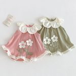 【73-120cm】ワンピース フリル襟 花柄 可愛い