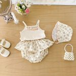 【66-90cm】セットアップ キャミソール＆ブルマ＆帽子 クリーム おしゃれ - 画像 (9)