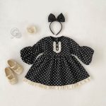 【80-130cm】ワンピース パフスリーブ ドット 可愛い 女の子 - 画像 (2)