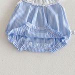 【66-90cm】ロンパース ブルー ストライプ レース 可愛い ベビー服 - 画像 (8)