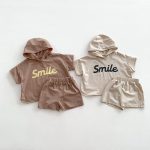 【80-120cm】セットアップ カジュアル レタープリント 半袖 上下セット - 画像 (2)