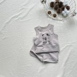 【73-100cm】セットアップ イラストプリント ノースリーブ 着心地良い - 画像 (7)