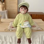 【66-90cm】ロンパース ゾウ柄 グリーン 可愛い 肌触り良い ベビー服 - 画像 (4)
