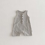 【66-90cm】オールインワン 夏新作 ストライプ 肌に優しい ベビー服 - 画像 (3)