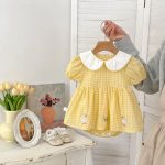 【66-90cm】ロンパース アヒル チェック 可愛い ベビー服 - 画像 (2)