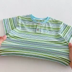 【73-120cm】半袖Tシャツ ベビー 男の子 ボタン付き ボーダー - 画像 (17)