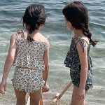 【90-140cm】水着 花模様 おしゃれ 上下セット