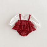 【66-90cm】ロンパース レイヤード ドット レッド 可愛い ベビー服 - 画像 (8)