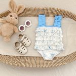 【80-120cm】水着 ブルー フラワー スイムウェア - 画像 (6)
