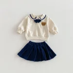 【73-110cm】スウェット セットアップ ベビー 男女兼用 セーラー風 バイカラー 熊柄 - 画像 (25)