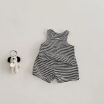 【80-130cm】セットアップ ベビー ボーダー ノースリーブ 着心地抜群 - 画像 (10)