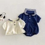 【66-90cm】セーラー ロンパース ベビー 丸襟 キュート - 画像 (3)