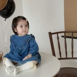 【73-100cm】デニムワンピース ベビー 女の子 肩フリル - 画像 (5)