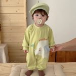 【66-90cm】ロンパース ゾウ柄 グリーン 可愛い 肌触り良い ベビー服 - 画像 (2)