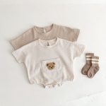 【66-90cm】ロンパース クマ柄 ポケット付き 半袖 ベビー服 - 画像 (12)
