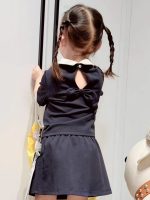 【90-150cm】セットアップ 女の子 半袖 リボン シンプル - 画像 (4)