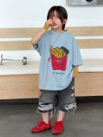 【100-150cm】Tシャツ カジュアル プリント 半袖 配色 - 画像 (5)