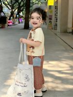 【90-150cm】半袖Ｔシャツorパンツ 女の子 チェック柄 カートゥーン - 画像 (4)