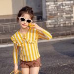 【90-140cm】水着 ストライプ フリル おしゃれ - 画像 (8)