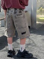 【90-150cm】ショートパンツ 男の子 ダメージジーンズ レトロ - 画像 (5)