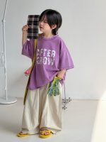 【100-150cm】Tシャツ 夏新作 半袖 ラウンドネック カジュアル - 画像 (4)