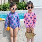 【90-140cm】水着 かわいい ハーフジッパー スイムウェア - 画像 (3)