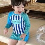 【85-155cm】水着 ストライプ 長袖 スイムウェア - 画像 (3)