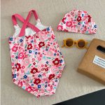 【90-140cm】水着 カラフルフラワー かわいい スイムウェア - 画像 (4)