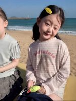【90-150cm】Ｔシャツ 女の子 ボーダー柄 ルーズ おしゃれ