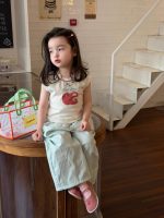 【90-150cm】セットアップ 女の子 カートゥーン リンゴ ひらひら袖 - 画像 (6)